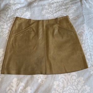 JOIE Leather Mini-Skirt - A-Line - Tan - Small